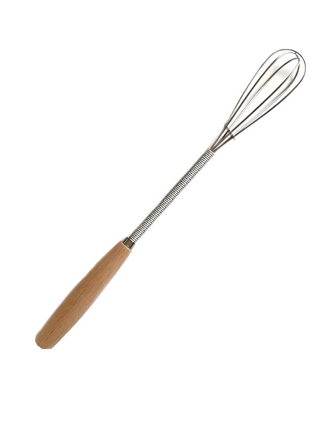 High-quality stainless steel egg beater with a wooden handle – 19cm hand whisk for mixing sauces, whipping eggs, cream, and light batters – an essential kitchen tool for everyday use - Image 1