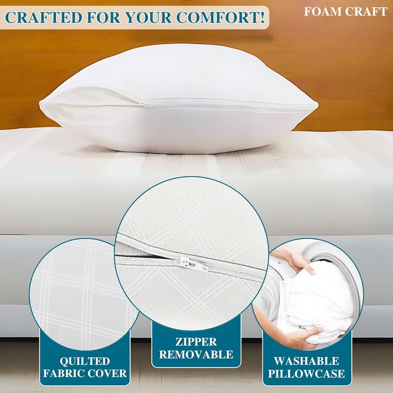 FOAM CRAFT حماة الوسائد المبطنة بجودة الفنادق من FOAM CRAFT® - مجموعة من 2 (50 × 90 سم) - إغلاق بسحاب ومقاومة لعث الغبار - Image 4