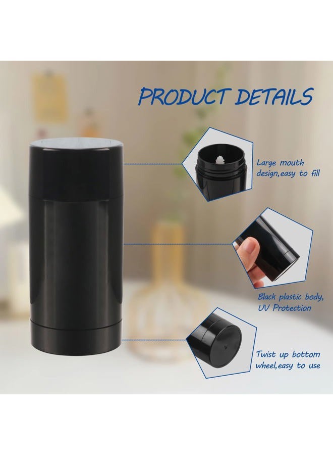 Lokusel 6 Pcs 30g/1oz Black Deodorant Containers Bottom Filling Deodorant Bottle Twist Up Deodorant Tubes For Homemade Deodorant Lip Balm - Image 3