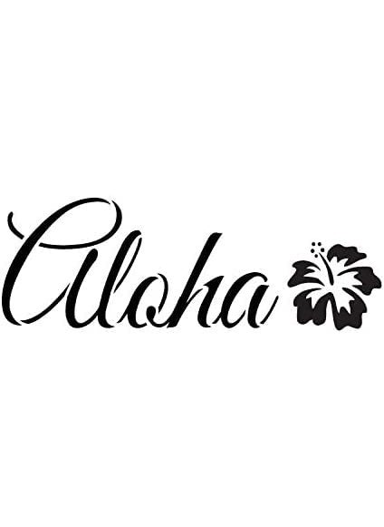 Ivana's Aloha Stencil | Tropical Script Flower and Word Art - Mini 6 x 2.5-inch Reusable Mylar Template | Painting, Chalk, Mixed Media | Use for Journaling, DIY Home Decor - STCL1191_1