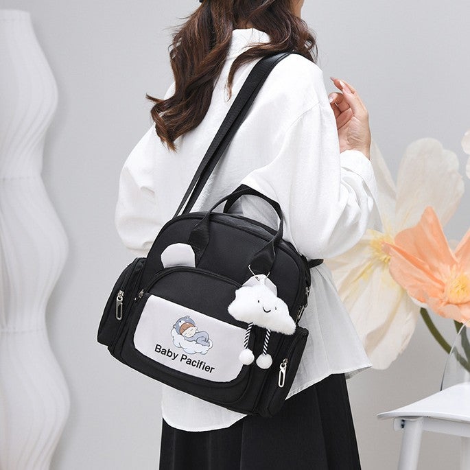 Cartoon Cute Baby Diaper Bag with Insulated Bottle Pockets - Image 1