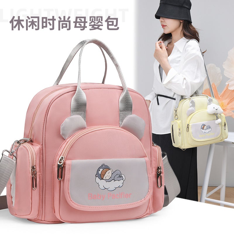 Cartoon Cute Baby Diaper Bag with Insulated Bottle Pockets - Image 2