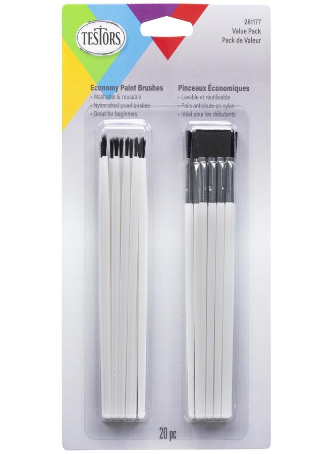 Testors Testor 8707 Economy Pointed Round/Wide Flat Paint Brush Set