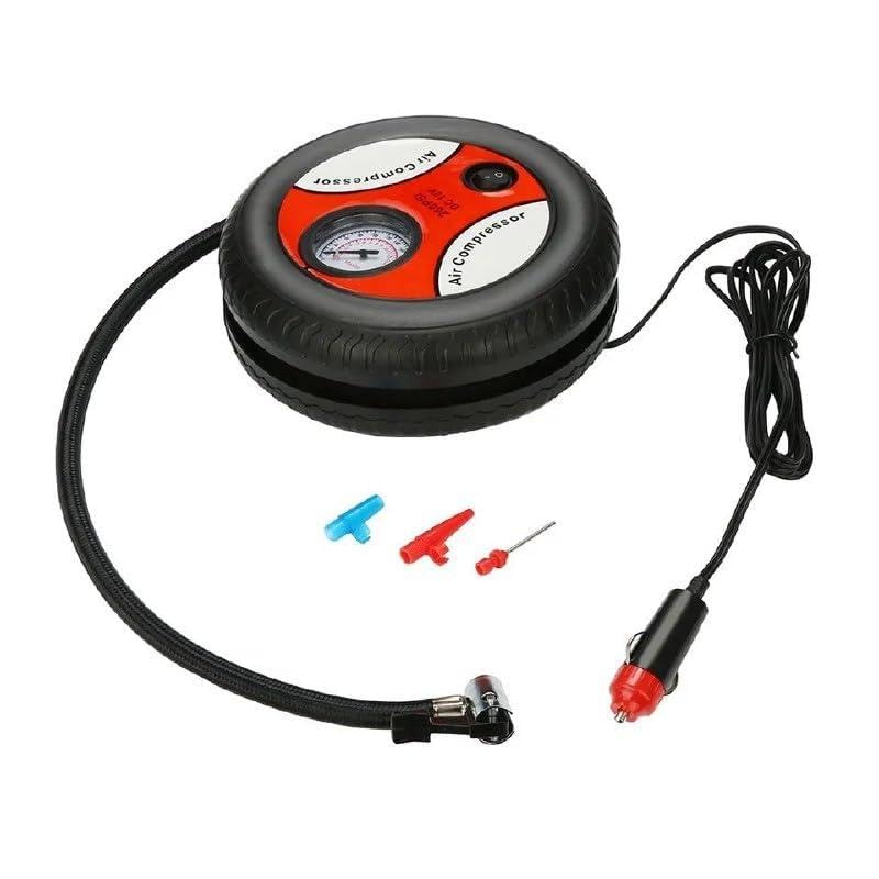 Tire Inflator - 12V Portable Air Compressor with Pressure Gauge for Car Bike Sports Balls Durable Plastic and Metal Body Compact Design Fast and Efficient Inflation