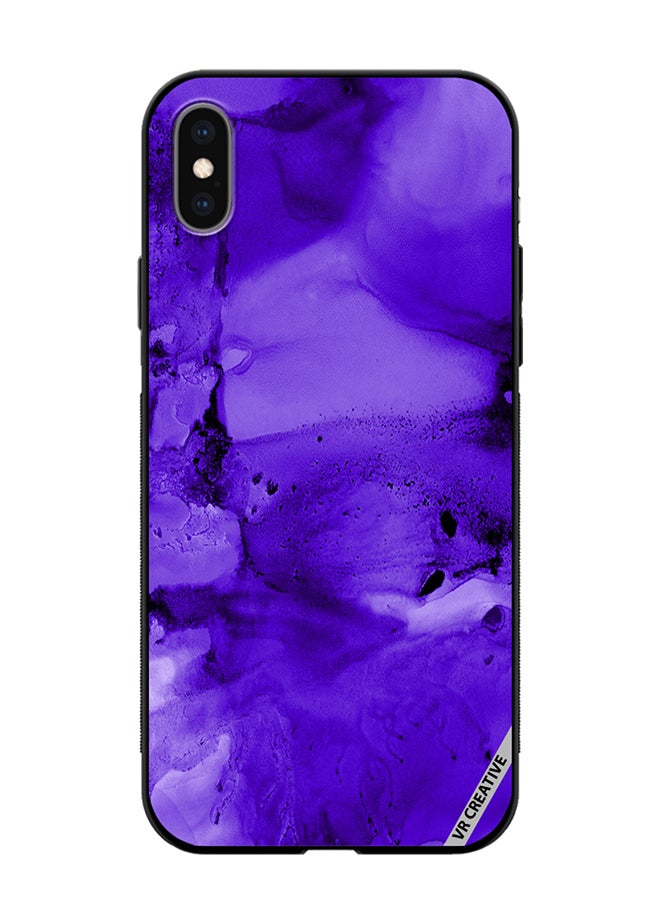 VR CREATIVE Protective Case Cover For Apple iPhone X/XS Violet Alcohol Ink Wash Texture On White Paper Design Multicolour - Image 1