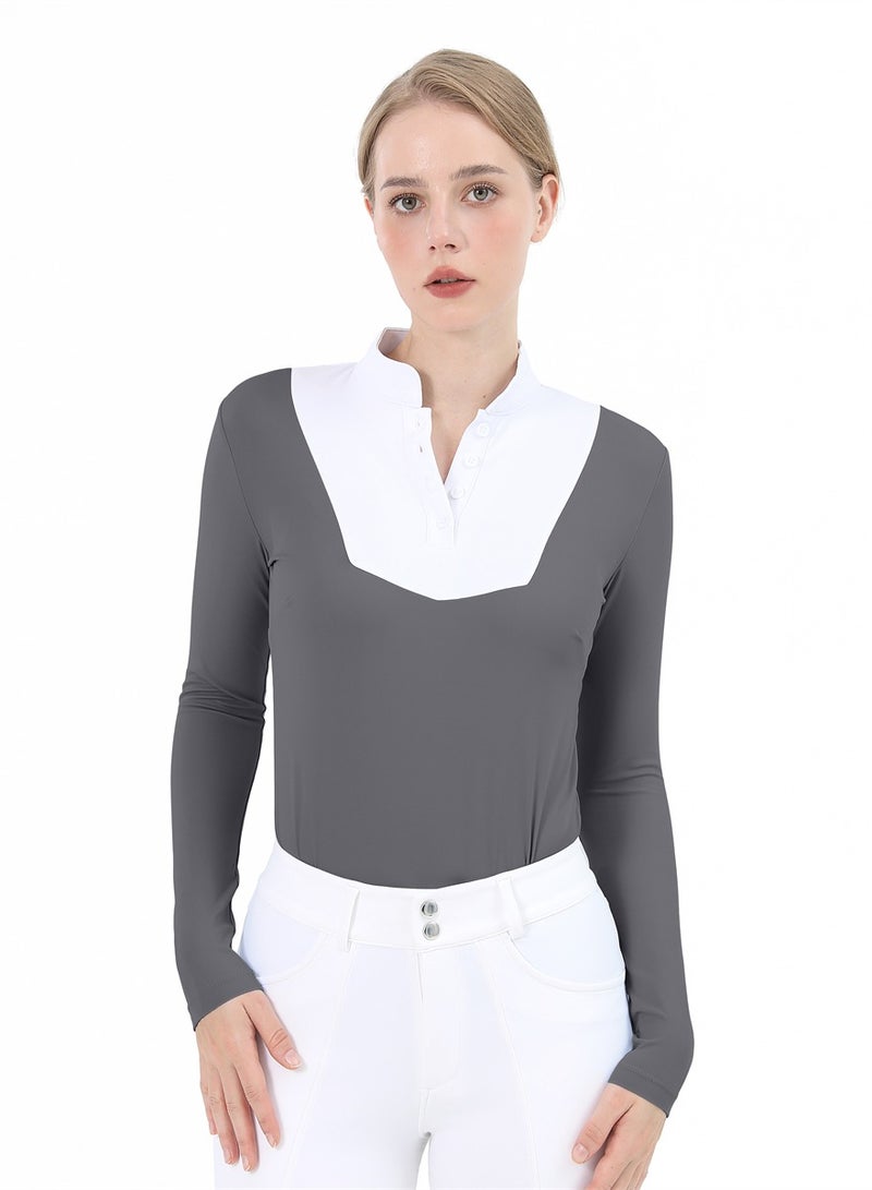 general Women Equestrian Long Sleeve Shirts Riding Horse Clothes Breathable Rider Show Base Layer T-shirt Training Top - Image 1