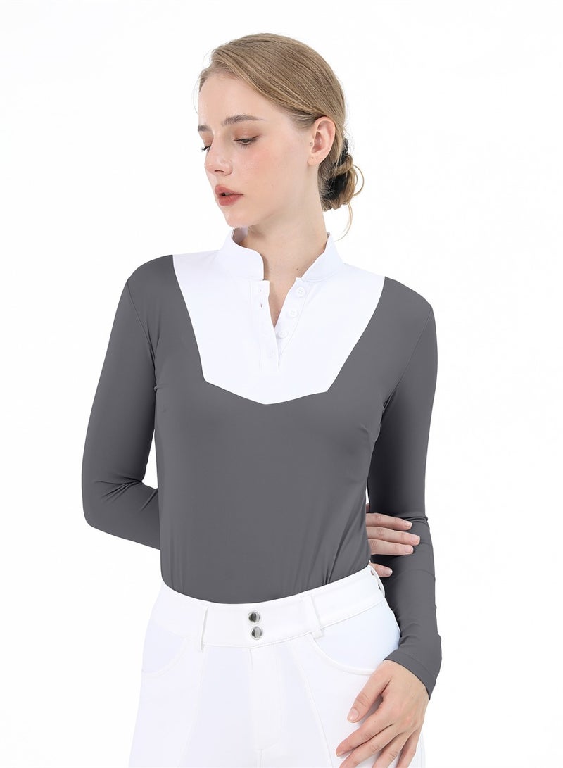 general Women Equestrian Long Sleeve Shirts Riding Horse Clothes Breathable Rider Show Base Layer T-shirt Training Top - Image 2