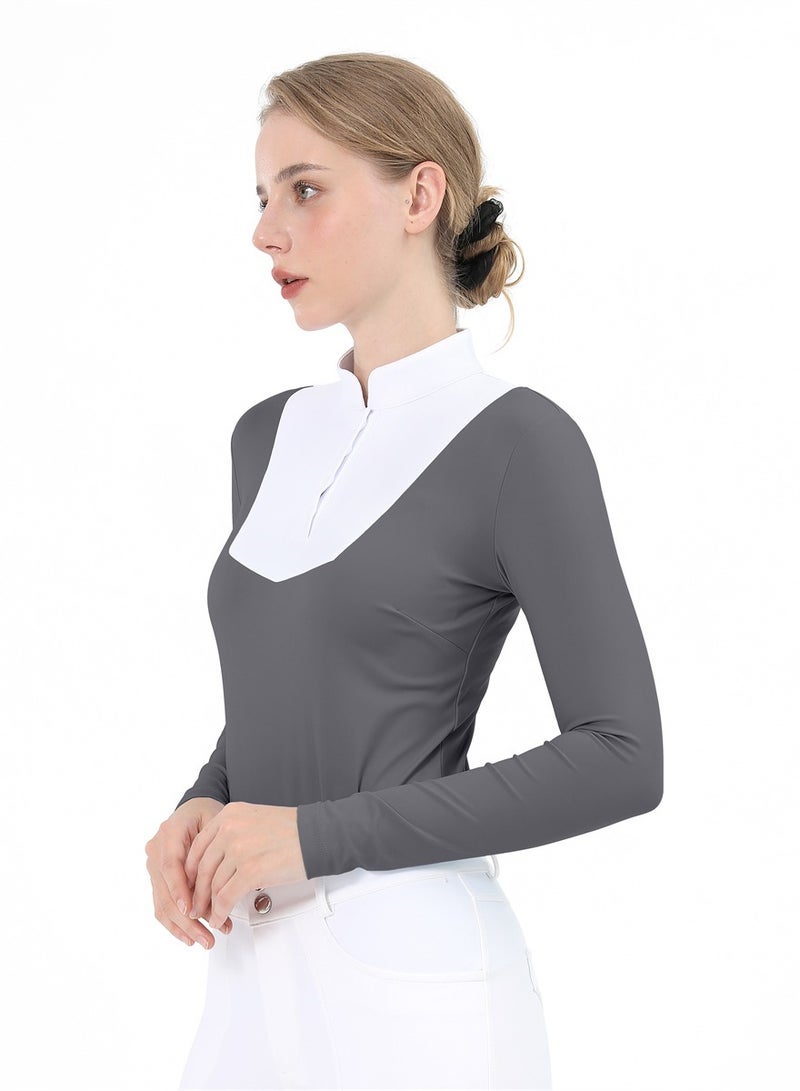 general Women Equestrian Long Sleeve Shirts Riding Horse Clothes Breathable Rider Show Base Layer T-shirt Training Top - Image 3