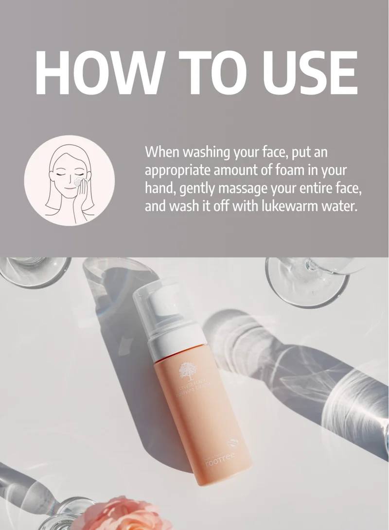 rootree Cryptherapy Purifying Cleanser - Korean Skincare, Face Wash, Gentle Exfoliaitng, Hydrating and Moistruising, Vegan & Cruelty Free