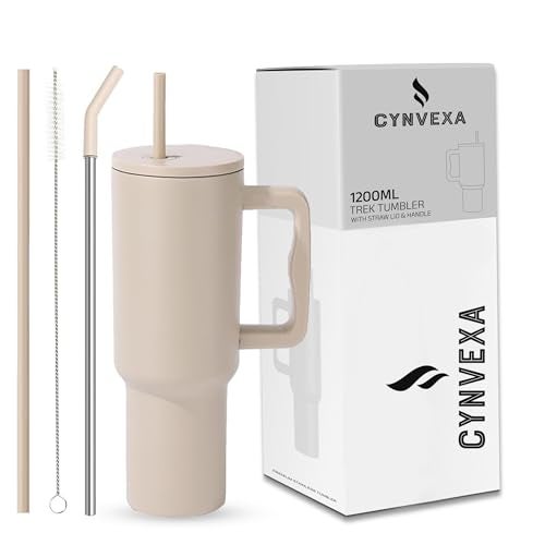 CYNVEXA Tumbler with lid and Straw 1200ML Cup Stainless Steel Vacuum Insulated Tumbler for Water, Iced Tea or Coffee 1.2L Office Gym Travelling (40 - Oz - Skin) - Image 1