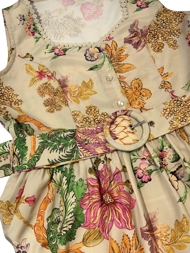 OUTZIDR  Multi Sleevess  Printed Fit And Flare Dress for Women | Best Price UAE