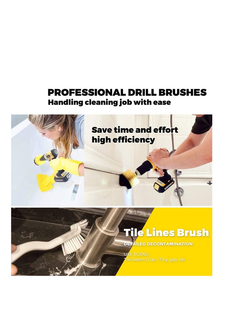 SYOSI - Drill Brush Attachments Set Power Scrubber Cleaning Brush Bathroom Scrub Brushes Corners Cleaning Brush kit with Extend Long Attachment for Grout, Floor, Tub, Shower, Tile, Kitchen - Image 1