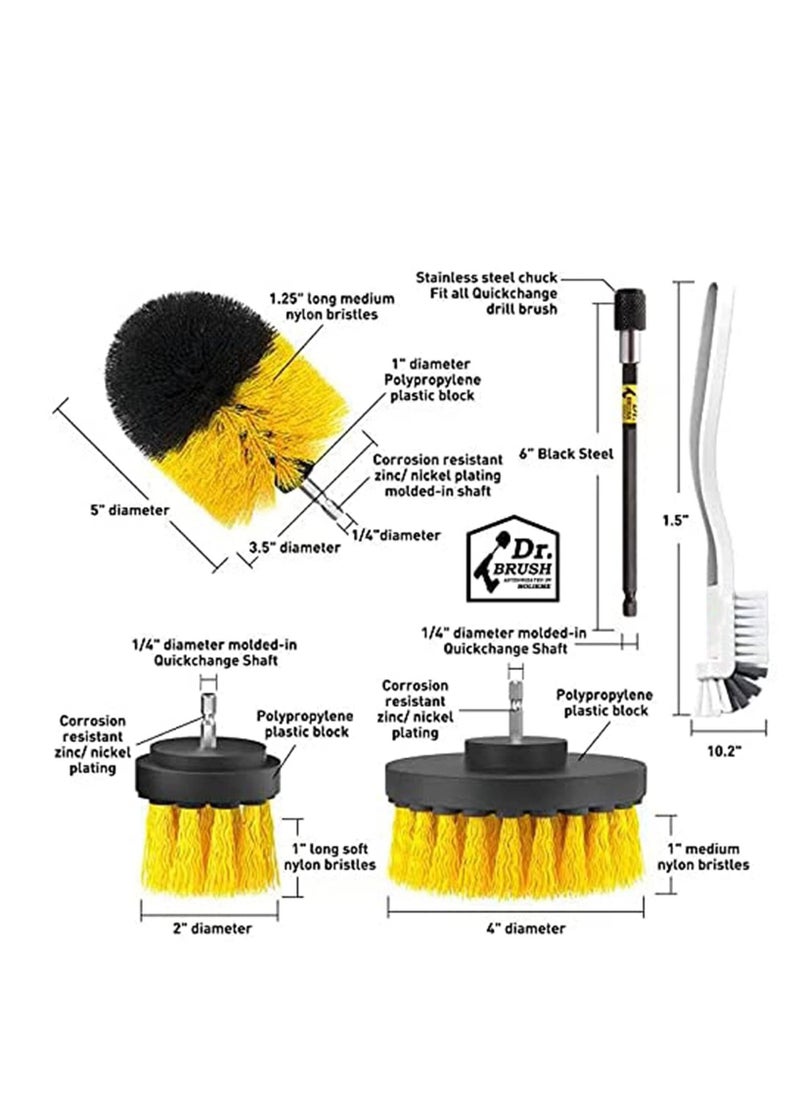 SYOSI - Drill Brush Attachments Set Power Scrubber Cleaning Brush Bathroom Scrub Brushes Corners Cleaning Brush kit with Extend Long Attachment for Grout, Floor, Tub, Shower, Tile, Kitchen - Image 1