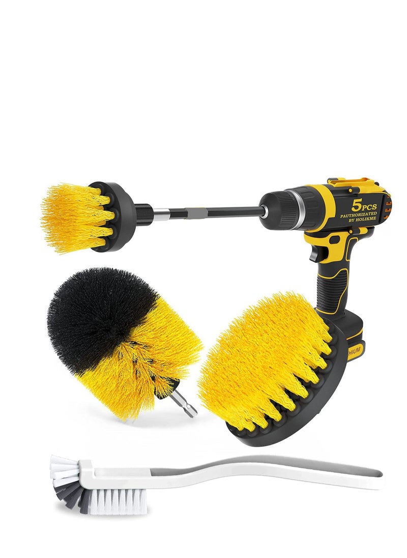 SYOSI - Drill Brush Attachments Set Power Scrubber Cleaning Brush Bathroom Scrub Brushes Corners Cleaning Brush kit with Extend Long Attachment for Grout, Floor, Tub, Shower, Tile, Kitchen - Image 1