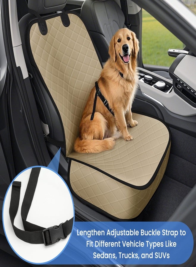 ELONGRIVER Dog Car Seat Covers, Waterproof Front Seat Cover for Dogs, Scratch-Proof, Nonslip Pet Passenger Seat Cover Protector, Universal Fit for Cars Trucks SUVs, Standard Size, Khaki - Image 2