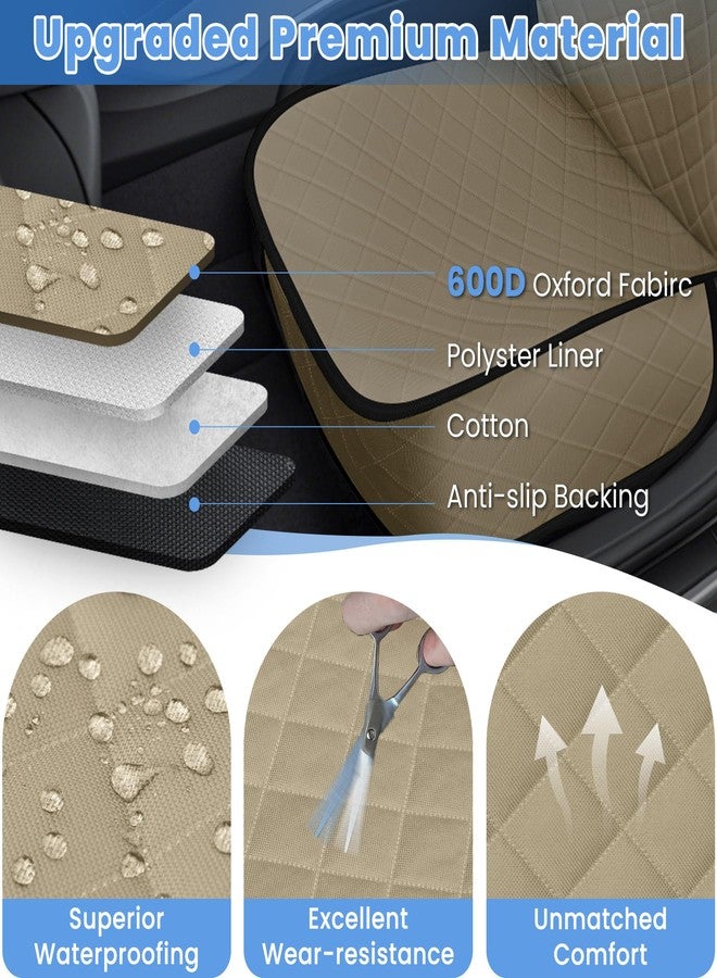 ELONGRIVER Dog Car Seat Covers, Waterproof Front Seat Cover for Dogs, Scratch-Proof, Nonslip Pet Passenger Seat Cover Protector, Universal Fit for Cars Trucks SUVs, Standard Size, Khaki - Image 3