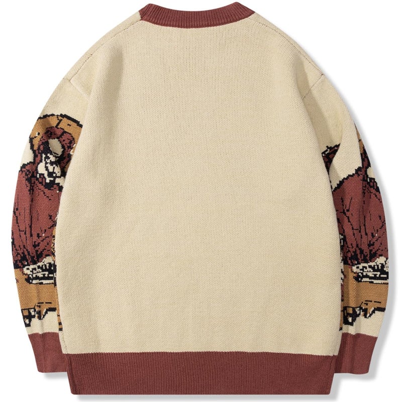 LILILEIDY Mens Crewneck Sweaters Graphic Comfortable Casual Knit Fall Winter Sweater Oversized Pullovers Beige,A2,L - Image 4