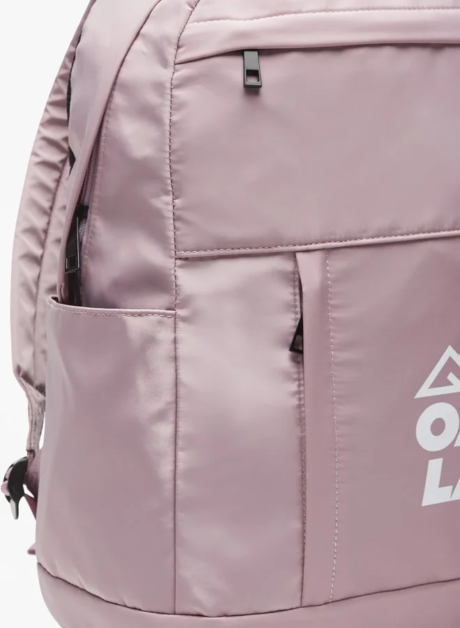 Oaklan by Shoexpress Logo Print Backpack with Pouch and Zip Closure - 42x32x16 cm
