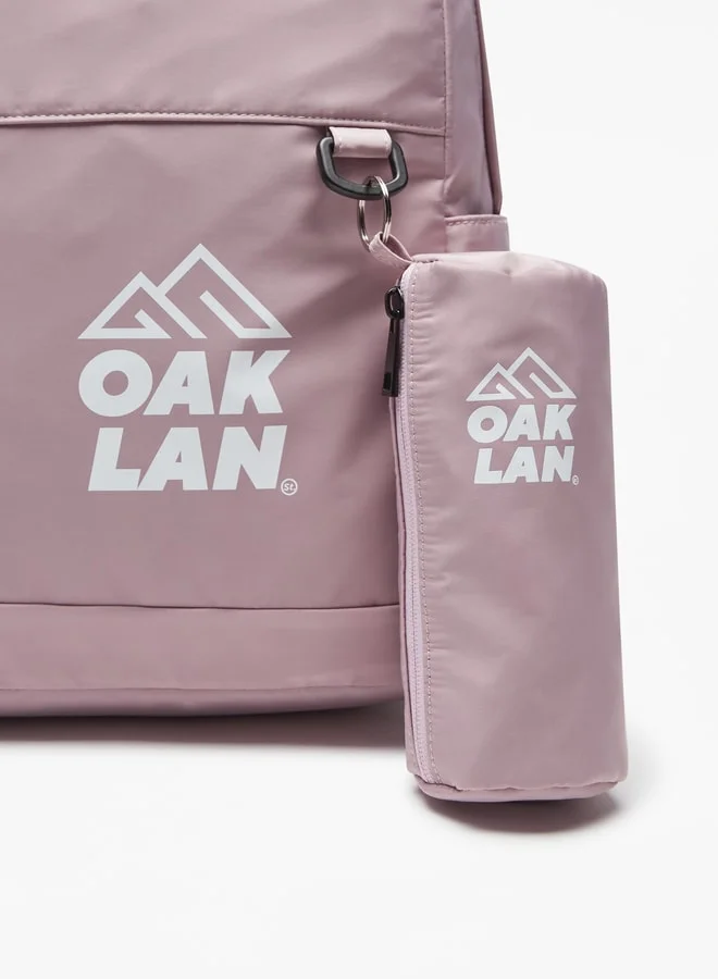 Oaklan by Shoexpress Logo Print Backpack with Pouch and Zip Closure - 42x32x16 cm
