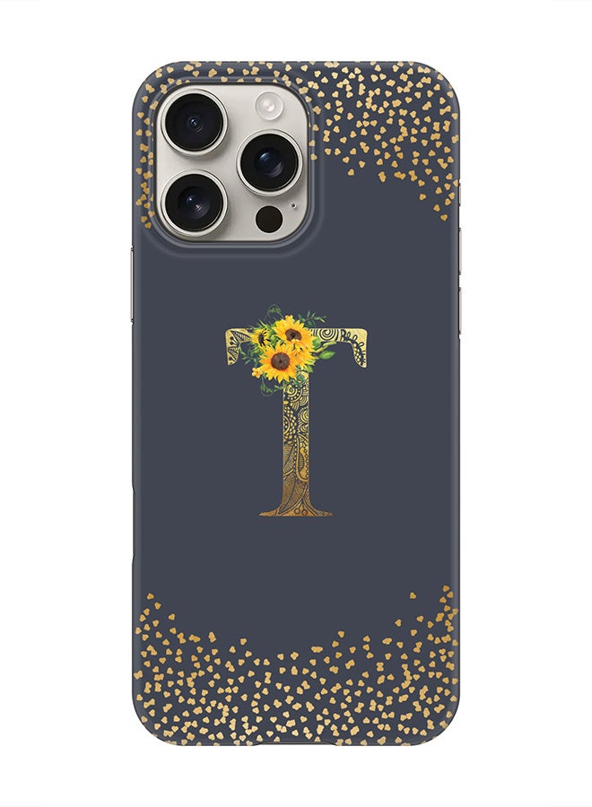 Stylizedd For iPhone 16 Pro Max,Case, [Compatible with MagSafe] Magnetic cover Slim fit Protection Matte, - Custom Floral Monogram - T  (Grey ) - Image 1