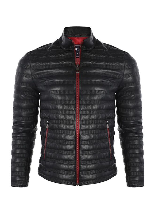 فيليكس هاردي Genuine Leather Black Biker Jacket