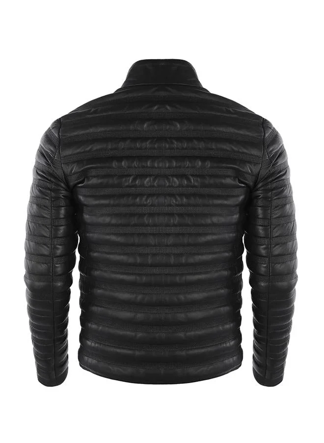Felix Hardy Black Genuine Leather Black Biker Jacket for Men | Best Price UAE
