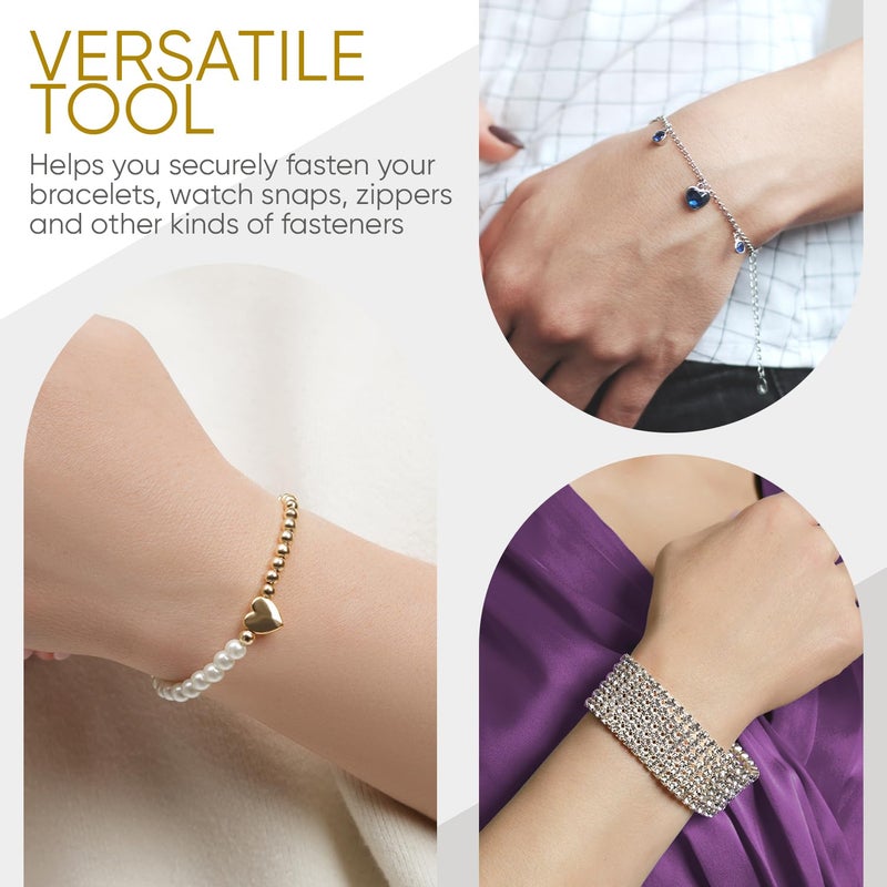 Mission Gallery Bracelet Helper Tool - Fastener Helper Tool for Bracelet, Necklace, Jewelry, Watch - Clip, Clasp Helper - Easy to Put on Yourself, Portable, Made of Metal, Gold - Image 4
