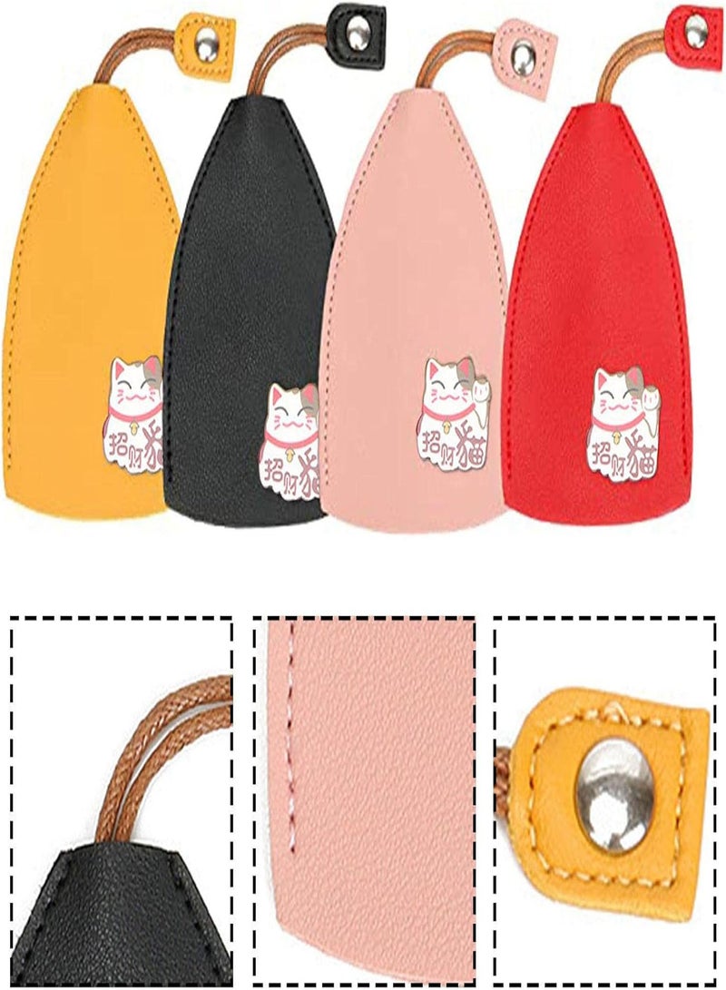 GGOOT Creative Pull Out Key Sleeve, 4 Pack PU Leather Key Bag Wallets Housekeepers, Cartoon Car Key Holder Case for Men Women Unisex, Key Organizer Case Pouch for Holding 5-8 Keys, Not Easy to Slip  - Image 5