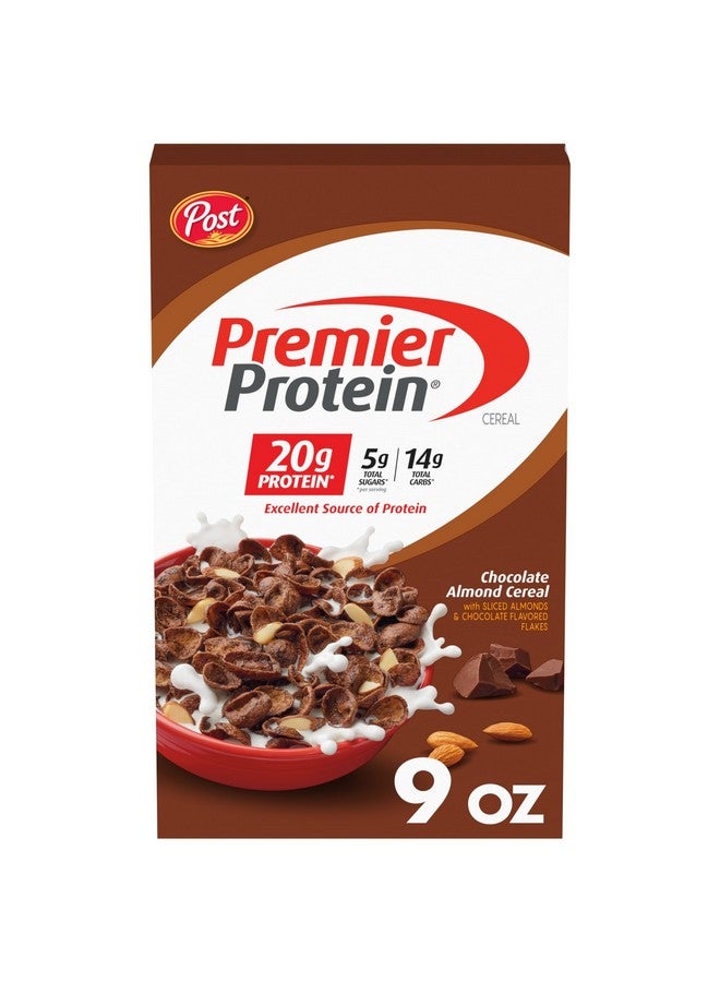 Premier Protein Post Premier Protein Chocolate Almond Cereal, Chocolatey Protein Cereal Flakes with Sliced Almonds, Contains 20g of Protein Per Serving, 9 OZ Box - Image 1
