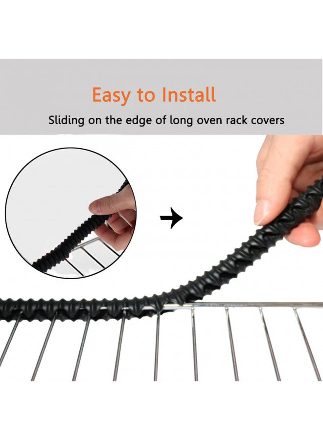 LeeYean Oven Guards for Racks - 4 Pack Heat Resistant Silicone Oven Rack Shields Cover 14 inches Long Oven Rack Edge Protector, Protect Against Burns and Scars (Black) - Image 4