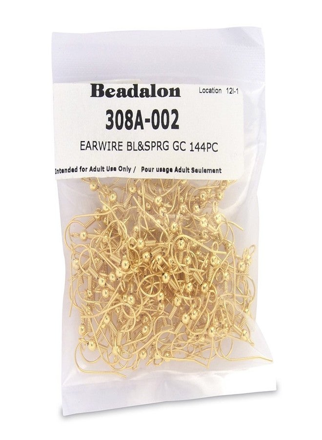 Beadalon 144-Piece Ball and Spring Ear Wire, Nickel Free Gold Plate