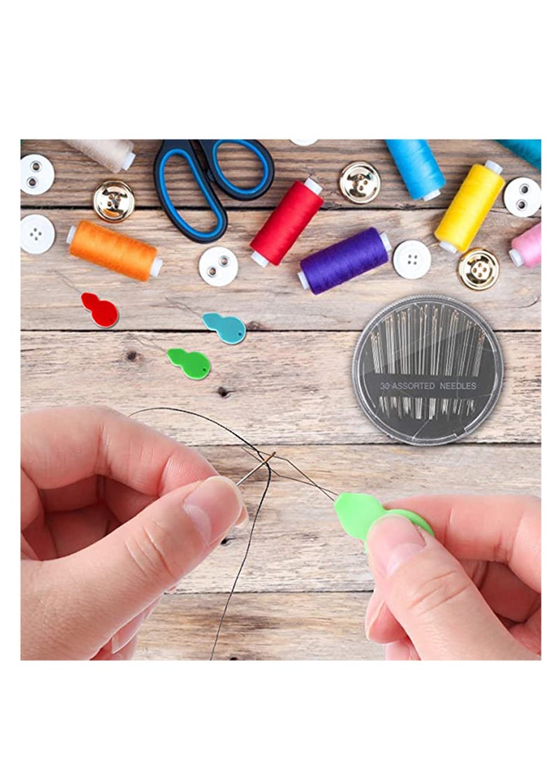 Zikra Colorful Gourd Shaped Needle Threader, Coloured Wire Loop DIY Needle Threaders Hand Machine Sewing Tool and Assorted Sizes Sewing Needles for Sewing, Knitting Craft, DIY Art with Clear Box - Image 4