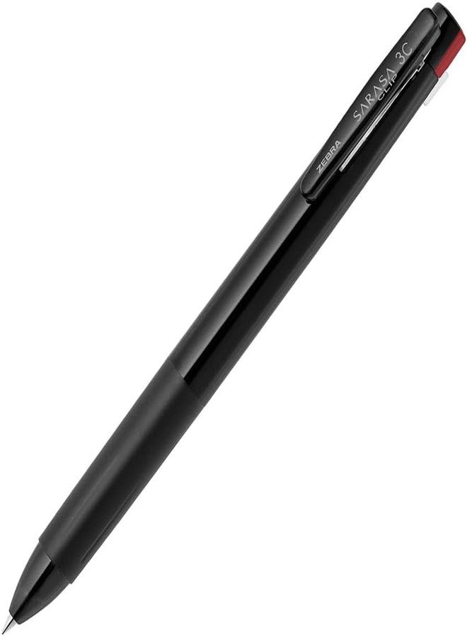 QULLITY Zebra SARASA Clip 3C Black 0.4mm Multicolor Pen & Refills (Black, Blue, Red) with Slim Black Pen Case - Image 2