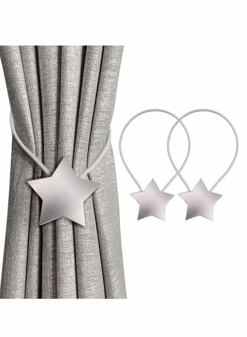 NIBEMINENT Hand Knitting Curtain Rope Tiebacks Tieback Bandage Clips Cord Tie Back Wood Beads 2 Pieces Holdbacks Holder(Grey) - Image 1