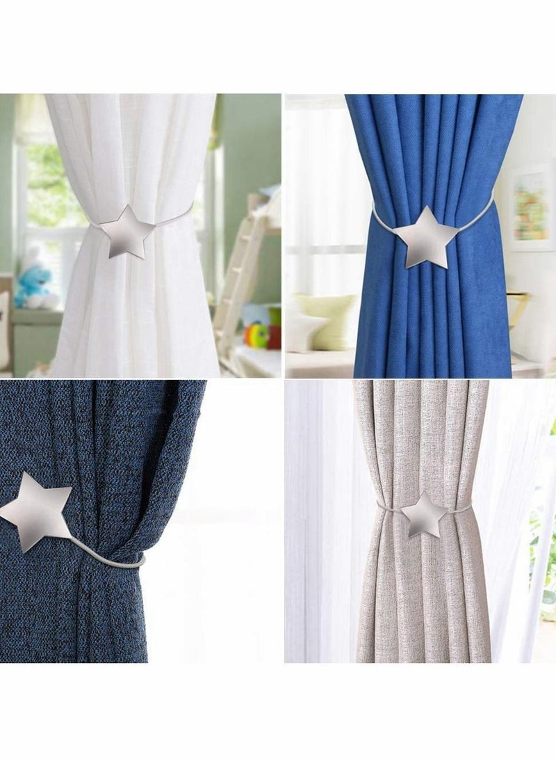 NIBEMINENT Hand Knitting Curtain Rope Tiebacks Tieback Bandage Clips Cord Tie Back Wood Beads 2 Pieces Holdbacks Holder(Grey) - Image 3