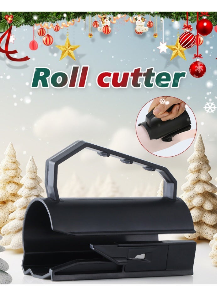 قاطع رول ورق التغليف – حامل وموزع بقطع مستقيم وسريع مع شفرة سبائك مخفية، قاطع منزلق سلس لتغليف هدايا أعياد الميلاد والمناسبات - Image 4