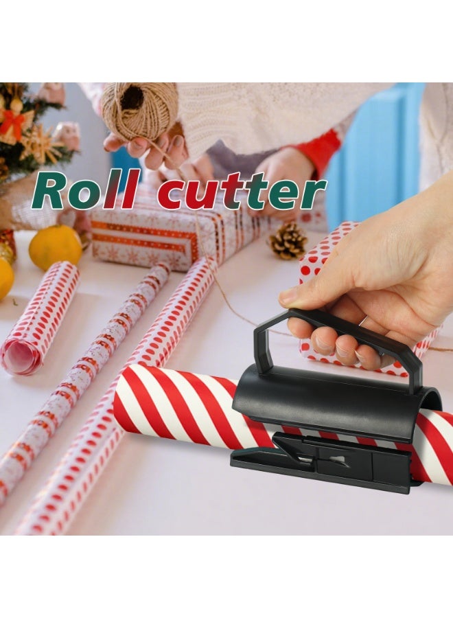قاطع رول ورق التغليف – حامل وموزع بقطع مستقيم وسريع مع شفرة سبائك مخفية، قاطع منزلق سلس لتغليف هدايا أعياد الميلاد والمناسبات - Image 3