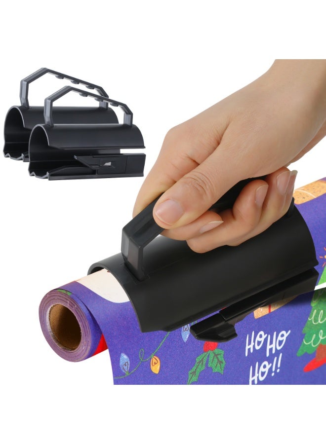 قاطع رول ورق التغليف – حامل وموزع بقطع مستقيم وسريع مع شفرة سبائك مخفية، قاطع منزلق سلس لتغليف هدايا أعياد الميلاد والمناسبات - Image 1