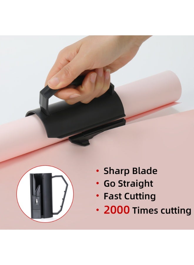قاطع رول ورق التغليف – حامل وموزع بقطع مستقيم وسريع مع شفرة سبائك مخفية، قاطع منزلق سلس لتغليف هدايا أعياد الميلاد والمناسبات - Image 2