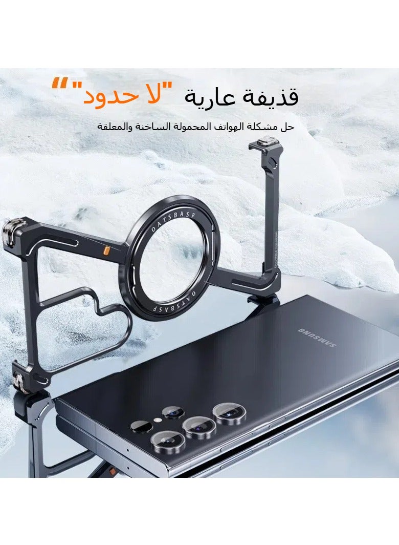 general Suitable for Samsung S24Ultra S24Plus S24 phone case, metal borderless hollow half-pack rotating bracket magnetic phone case - Image 4