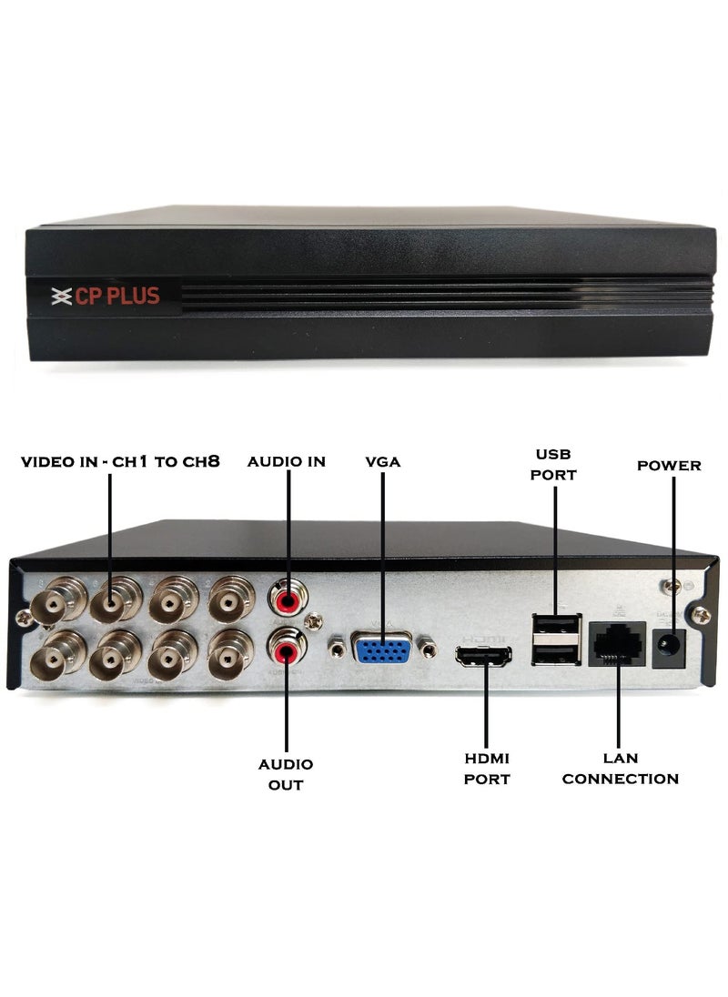 CP PLUS CP PLUS Full HD 8 Channel DVR with 24 MP 4 Dome 4 Bullet Cameras 2 TB HDD 31 Cable roll 8 CH Power Supply BNC DC Full Combo Kit  - Image 4