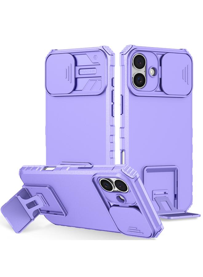 اس-توب جراب لهاتف iPhone 16 مزود بحامل مجسم وغطاء منزلق للكاميرا - Image 1