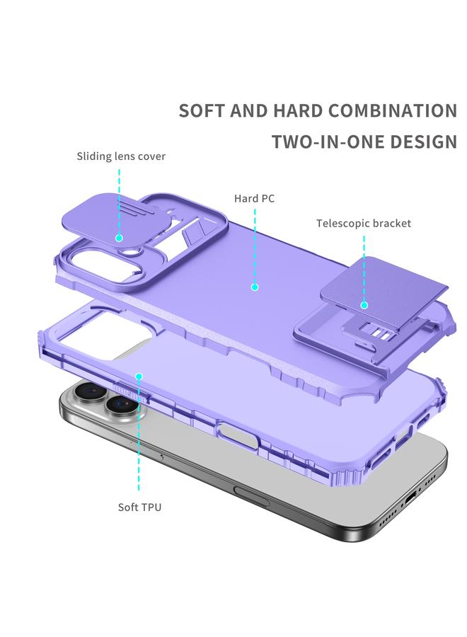 اس-توب جراب لهاتف iPhone 16 مزود بحامل مجسم وغطاء منزلق للكاميرا - Image 4