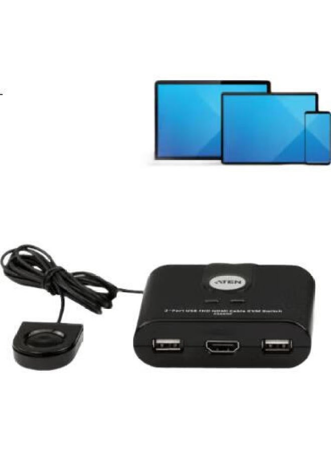 Aten مفتاح KVM HDMI 2-Port من Aten بتصميم مخفي، محول USB متعدد الكمبيوتر 2 في 1، جودة صورة عالية الدقة FHD، زر خارجي للتوصيل والتشغيل - Image 3
