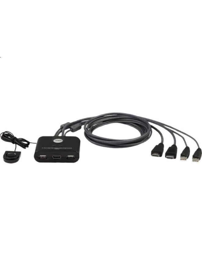 Aten مفتاح KVM HDMI 2-Port من Aten بتصميم مخفي، محول USB متعدد الكمبيوتر 2 في 1، جودة صورة عالية الدقة FHD، زر خارجي للتوصيل والتشغيل - Image 2