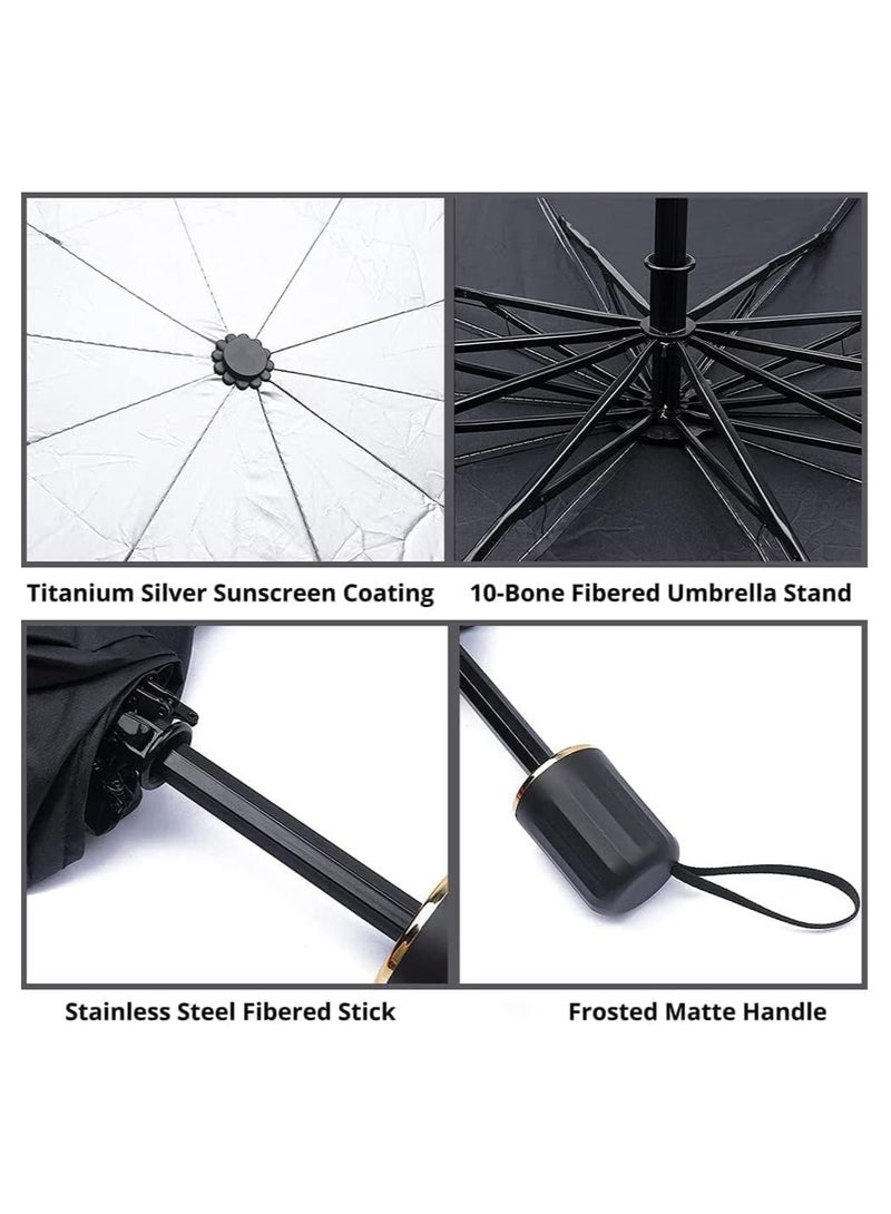 Car Sun Shade Umbrella Upgraded Design - Titanium Silver Foldable Car Sunshade for Front Windshield - Covers for Most Cars and SUVs (50x25 inches, Black) - Image 4