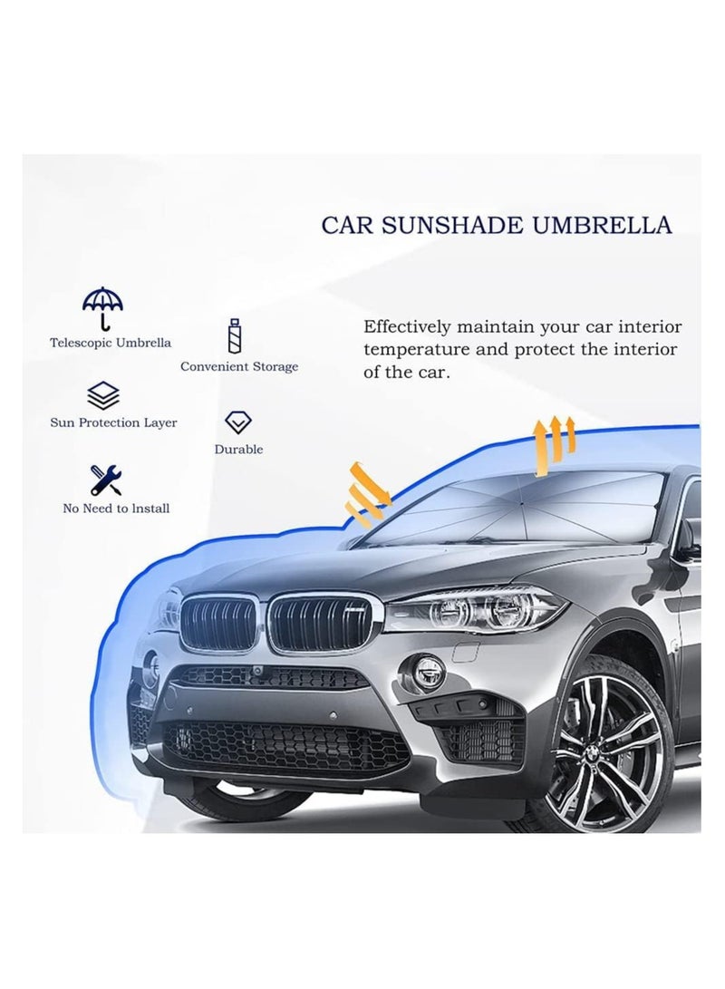 Car Sun Shade Umbrella Upgraded Design - Titanium Silver Foldable Car Sunshade for Front Windshield - Covers for Most Cars and SUVs (50x25 inches, Black) - Image 2