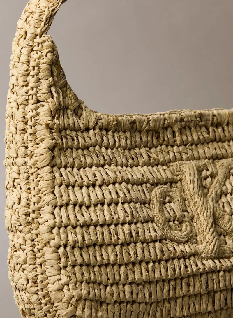 Calvin Klein NATURAL RAFFIA Raffia Small Shoulder Bag for Women | Best Price UAE