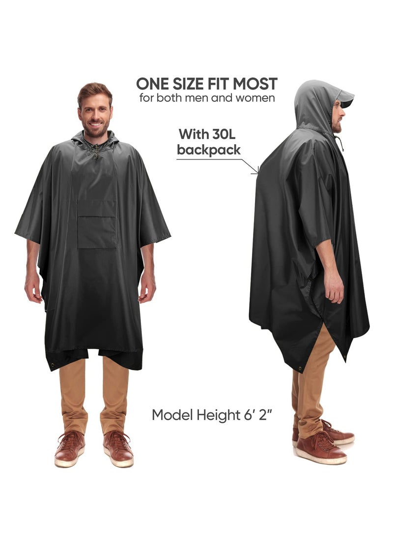 GNAFOTU Hooded Rain Poncho for Adult with Pocket, Waterproof Lightweight Unisex Raincoat for Hiking Camping Emergency - Image 4