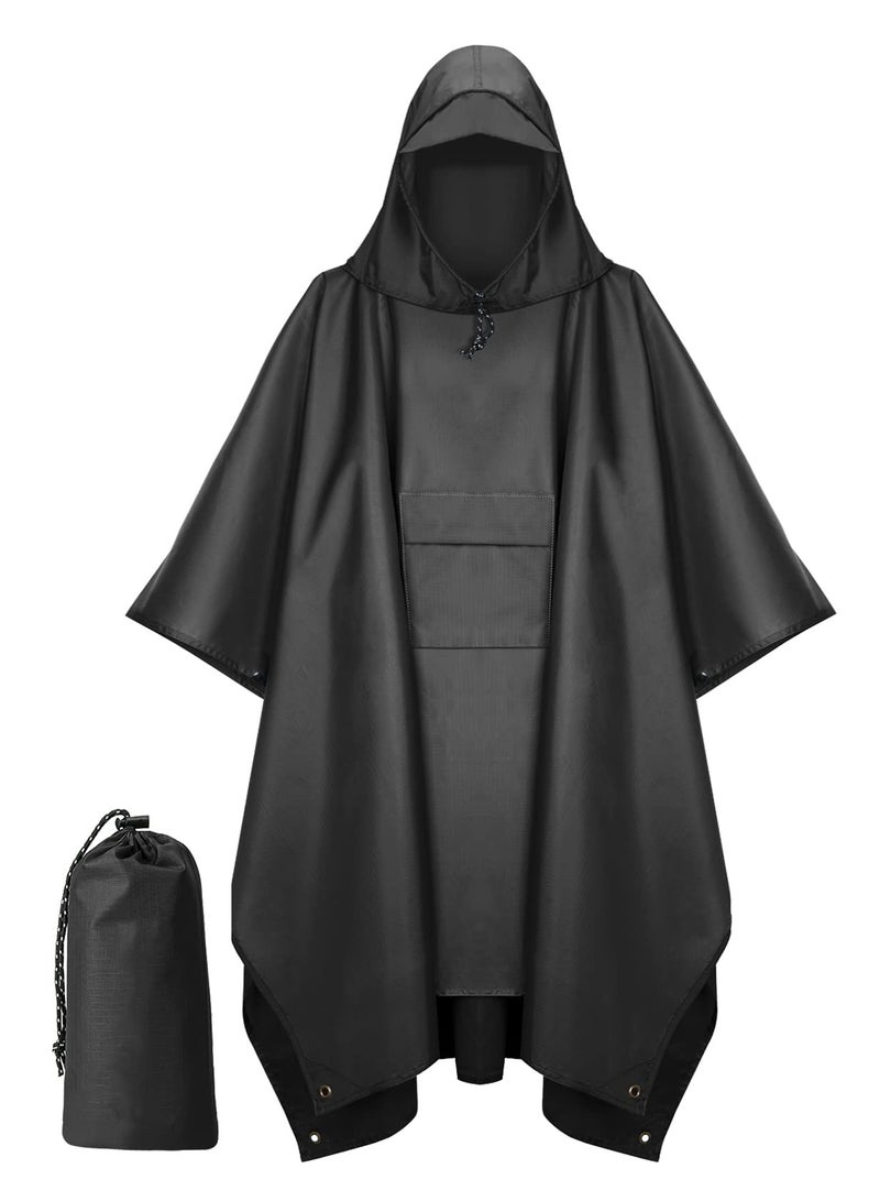 GNAFOTU Hooded Rain Poncho for Adult with Pocket, Waterproof Lightweight Unisex Raincoat for Hiking Camping Emergency - Image 1